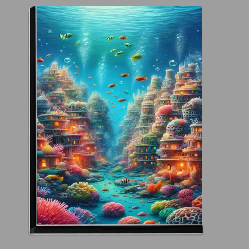 Buy Di-Bond : (Whimsical Underwater Cityscape teeming with life and color)