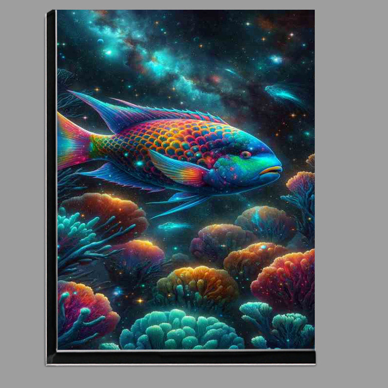 Buy Di-Bond : (Cosmic Parrotfish Among Starry Corals swimming among twinkle)