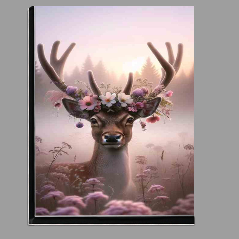 Buy Di-Bond : (Misty Dawn A Deer in a Flower Crown gazing softly)