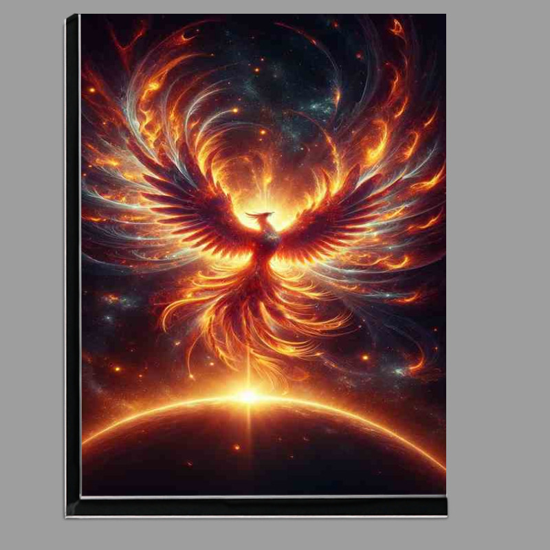 Buy Di-Bond : (Galactic Phoenix in Solar Flare rising amidst a night sky)