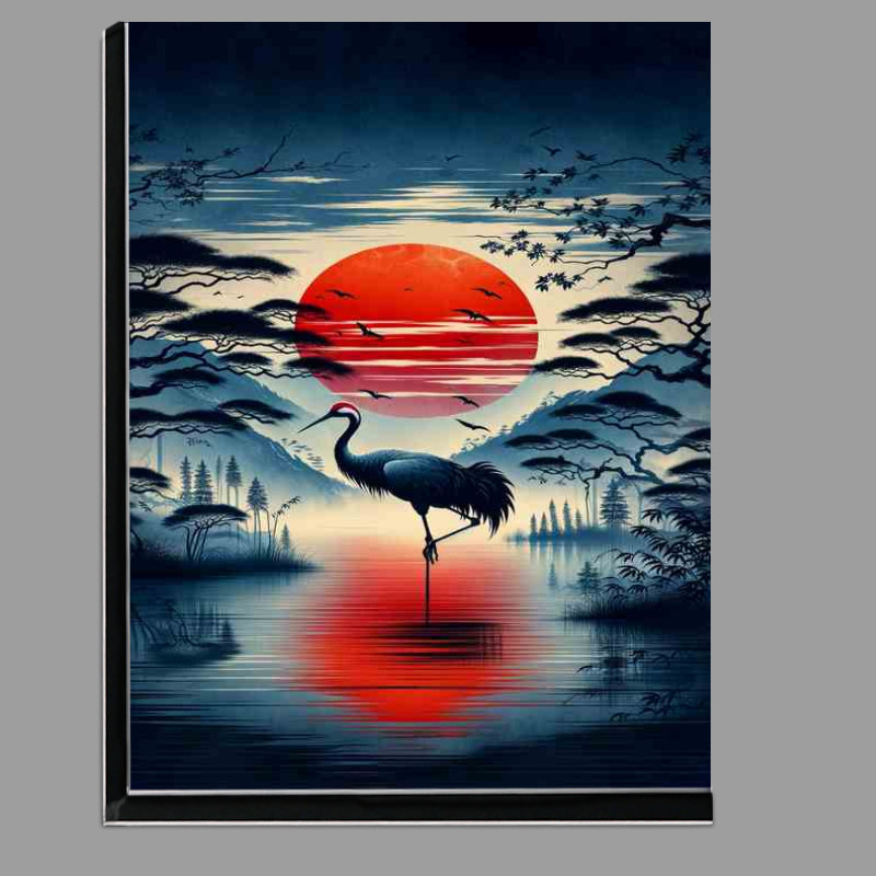 Buy Di-Bond : (Majestic Crane Silhouette Asian Sunrise Elegance)