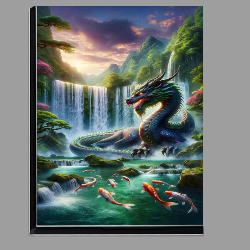 Buy Di-Bond : (Majestic Dragon Falls perched beside a waterfall Japanese)