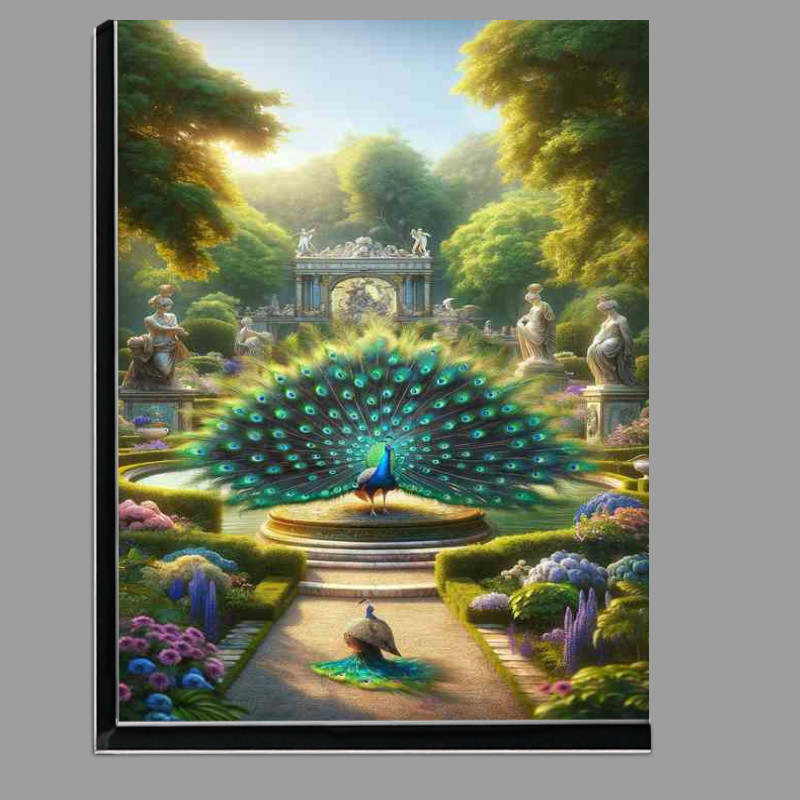 Buy Di-Bond : (Majestic Peacocks Garden Display its feathers spread out)