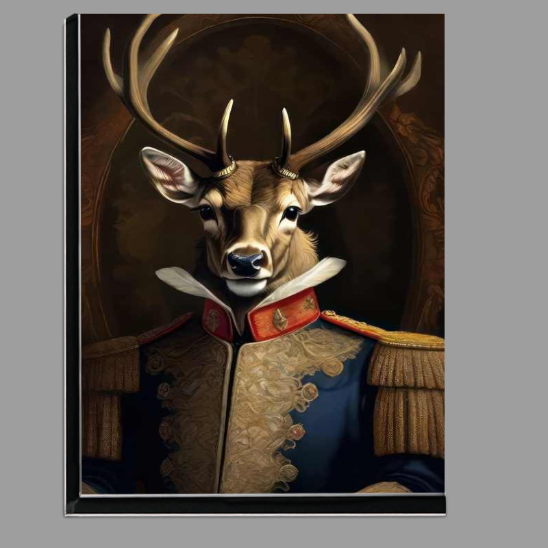 Buy Di-Bond : (Elegant stag in Uniform in a photoshoot)