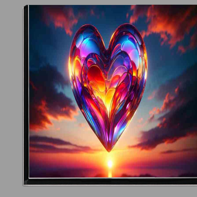 Buy Di-Bond : (Colorful Glass Heart Sunset Silhouette Art)