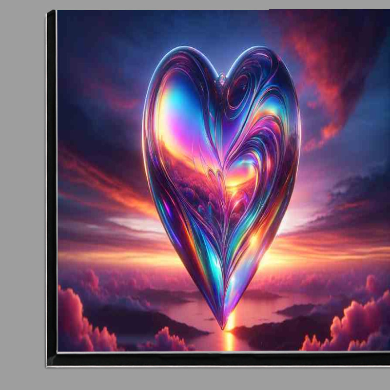 Buy Di-Bond : (Iridescent Glass Heart Against Sunset Vista)