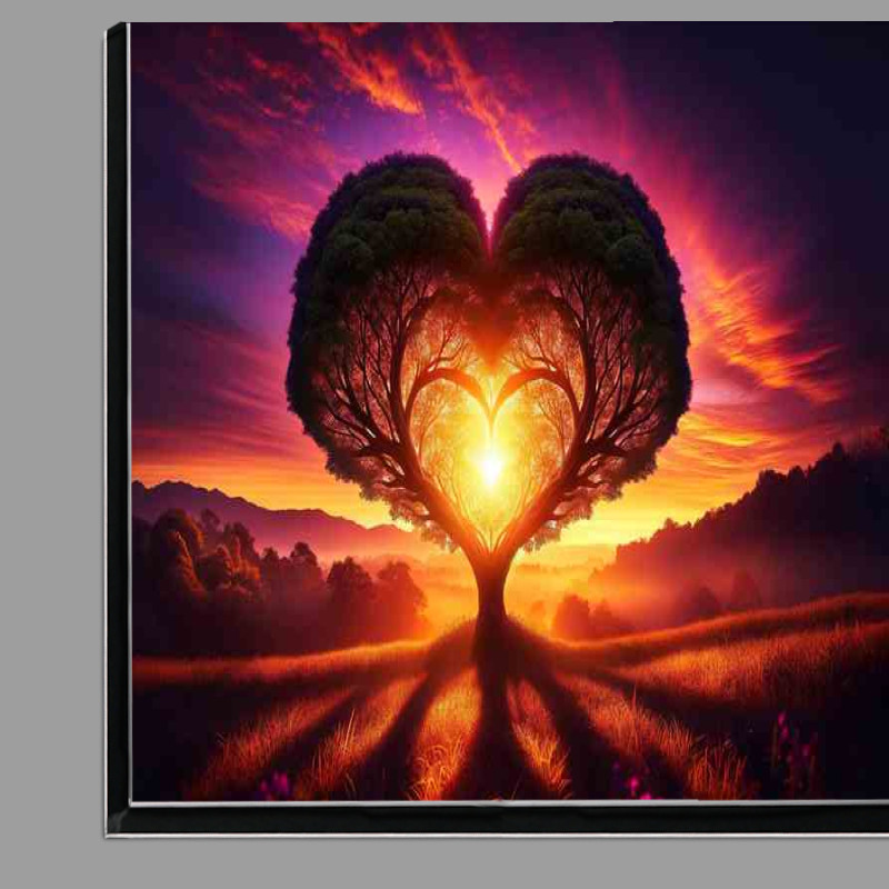 Buy Di-Bond : (Sunset Silhouette Heart Tree Romance Scenery)