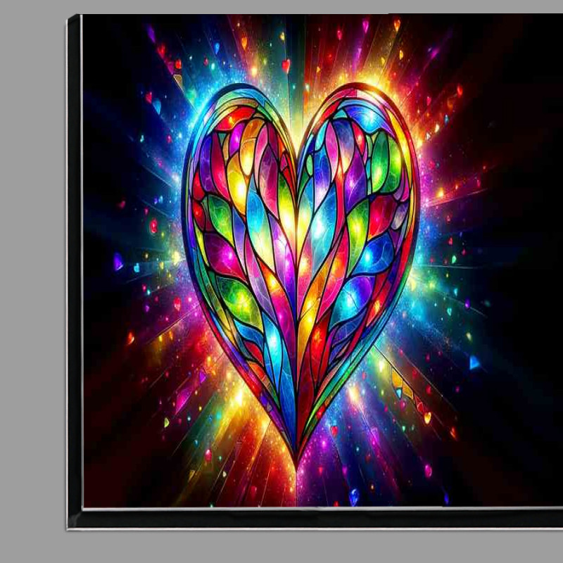 Buy Di-Bond : (Vibrant Stained Glass Heart Colorful Love Art)