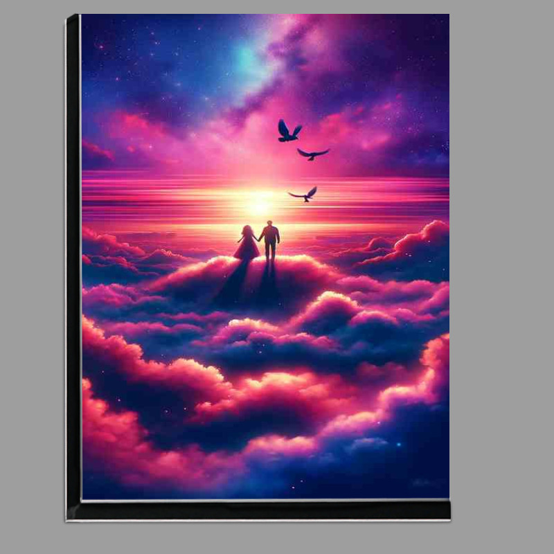 Buy Di-Bond : (Love Above Clouds Sunset Dream Painting)