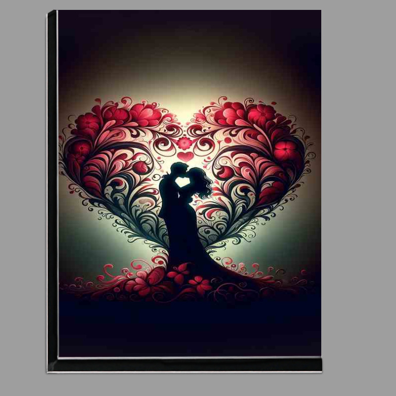 Buy Di-Bond : (Romantic Silhouette Kiss Floral Heart shape love)