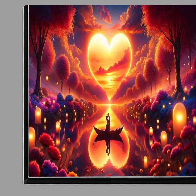 Buy Di-Bond : (Romantic Sunset Heart Reflection breathtaking sunset)