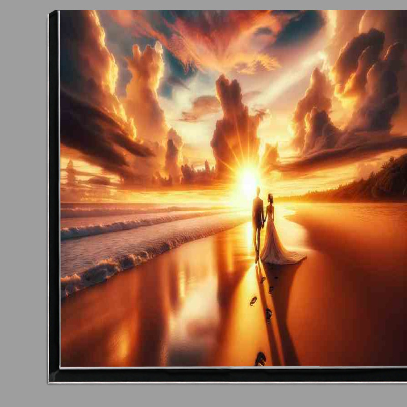 Buy Di-Bond : (Sunset Romance Wedding Couple Beach at sunset)