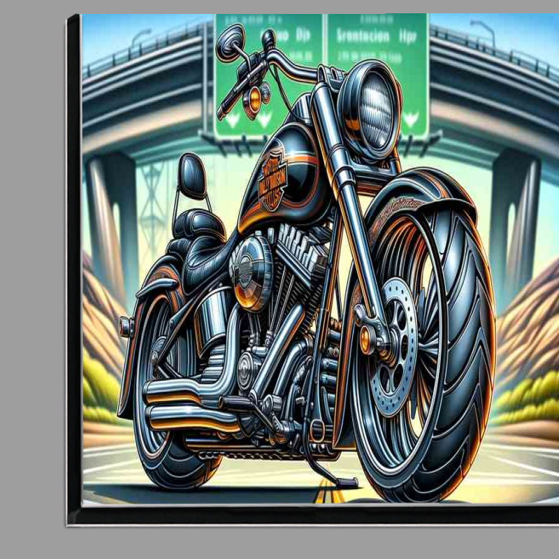 Buy Di-Bond : (Harley Davidson Motorcycle Art A cartoon style)