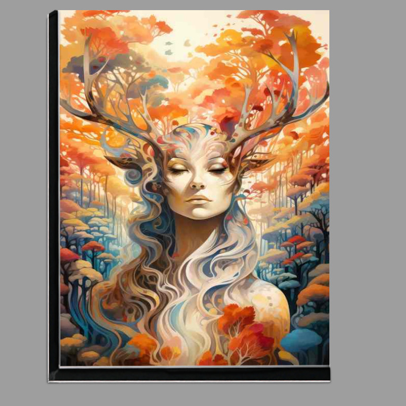 Buy Di-Bond : (A woman with large horns in the autumn)