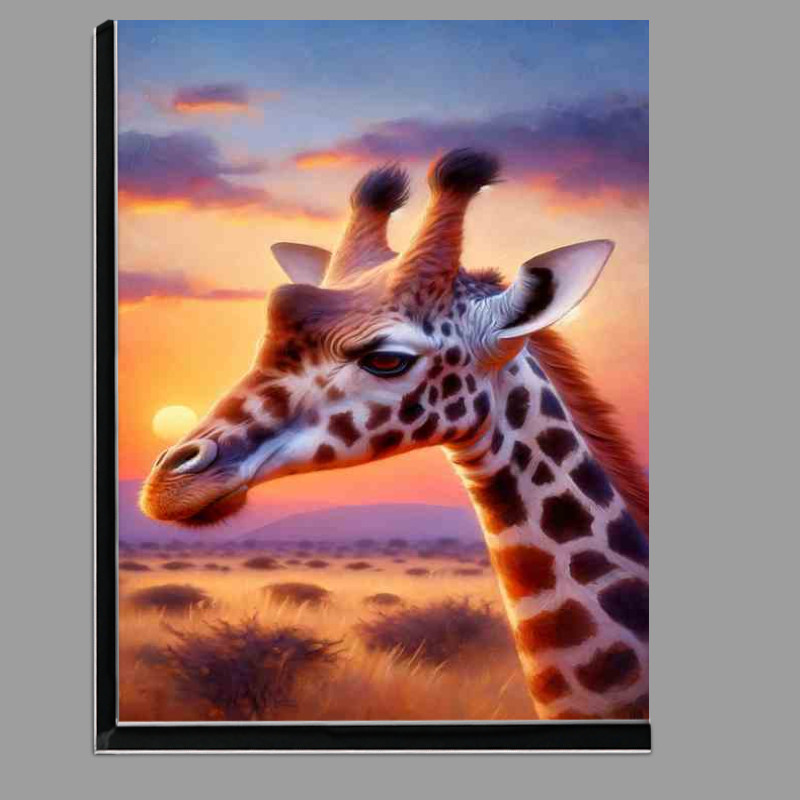 Buy Di-Bond : (Giraffe in Savannah Sunset Oil Painting style)