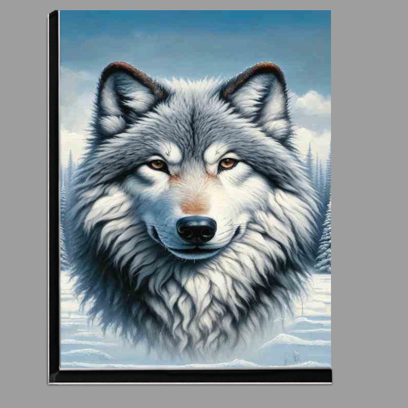 Buy Di-Bond : (Majestic Wolfs head in Snowy Landscape)