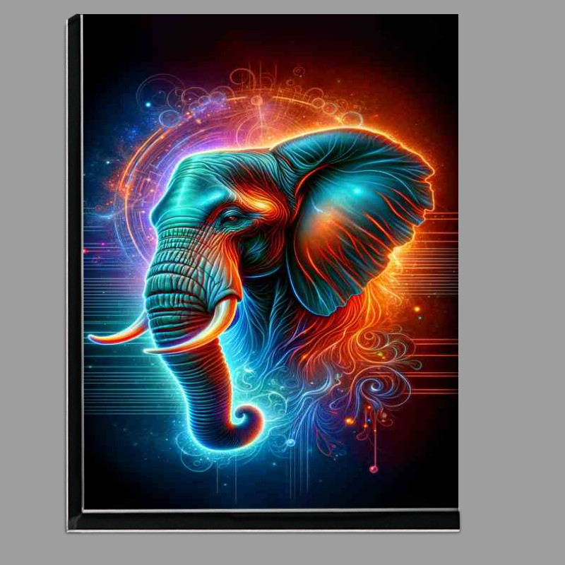 Buy Di-Bond : (A Magnificent elephants head in neon art majesty and wisdom)
