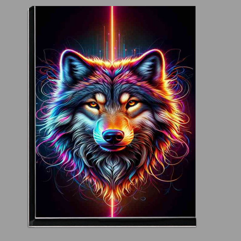 Buy Di-Bond : (A detail noble wolfs head in neon digital art style)