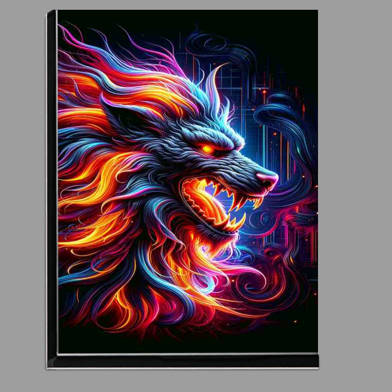 Buy Di-Bond : (A magnificent cerberus head enhanced with vivid neon colors)