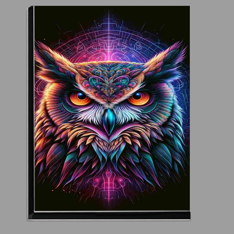 Buy Di-Bond : (A mysterious owls head in neon digital art style)