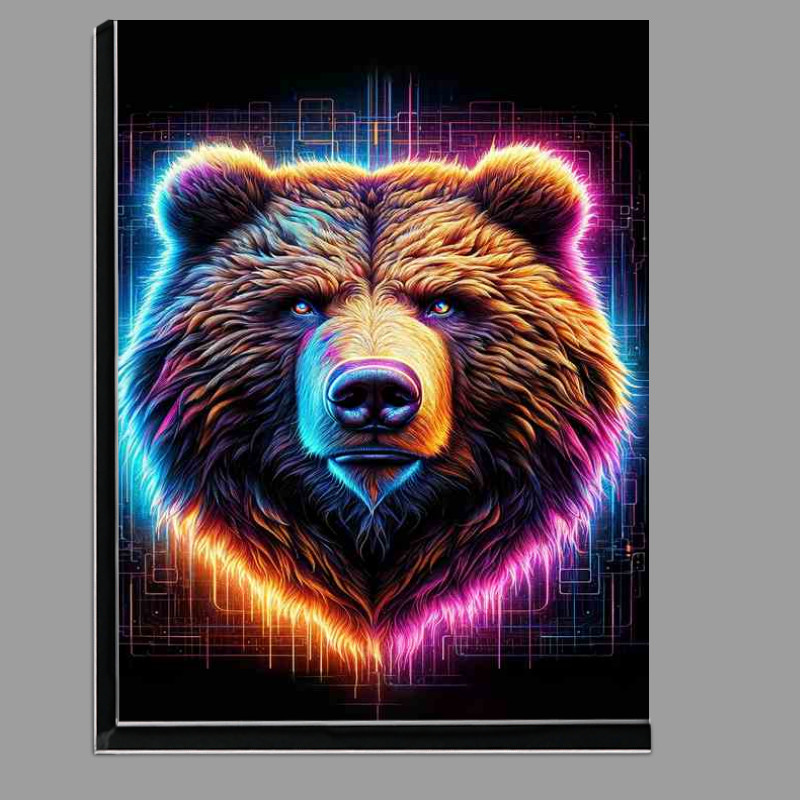 Buy Di-Bond : (A powerful bears head in neon digital art style)