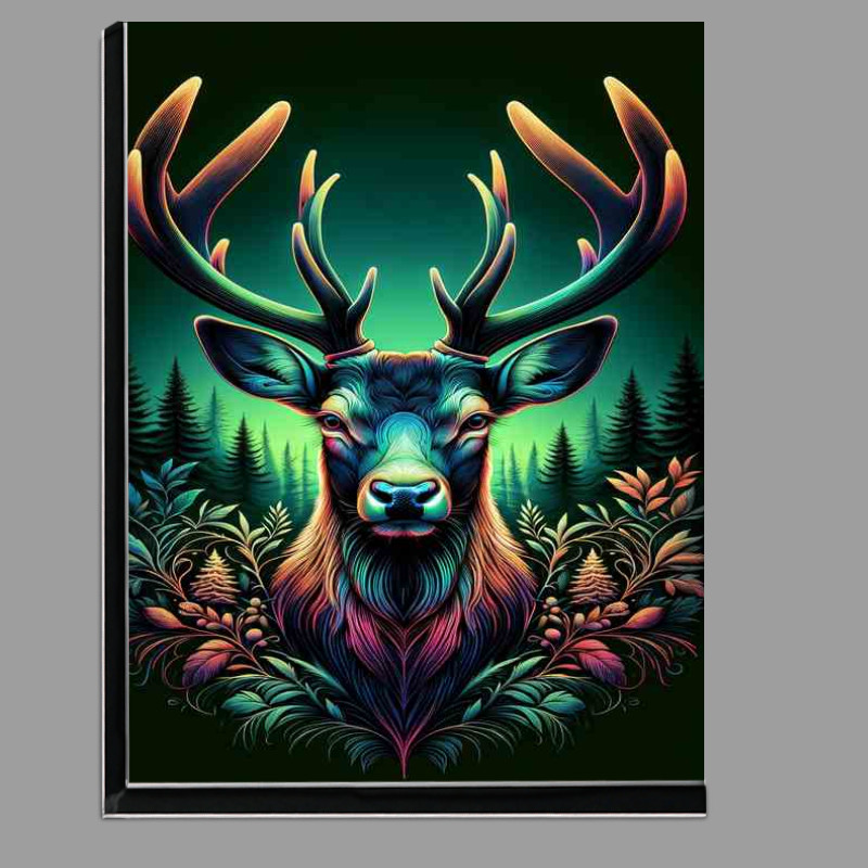 Buy Di-Bond : (A regal deers head in neon art a forest in the background)