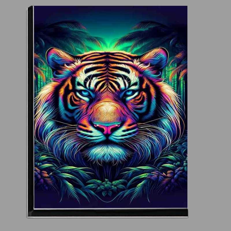 Buy Di-Bond : (A striking tigers head in neon digital art)