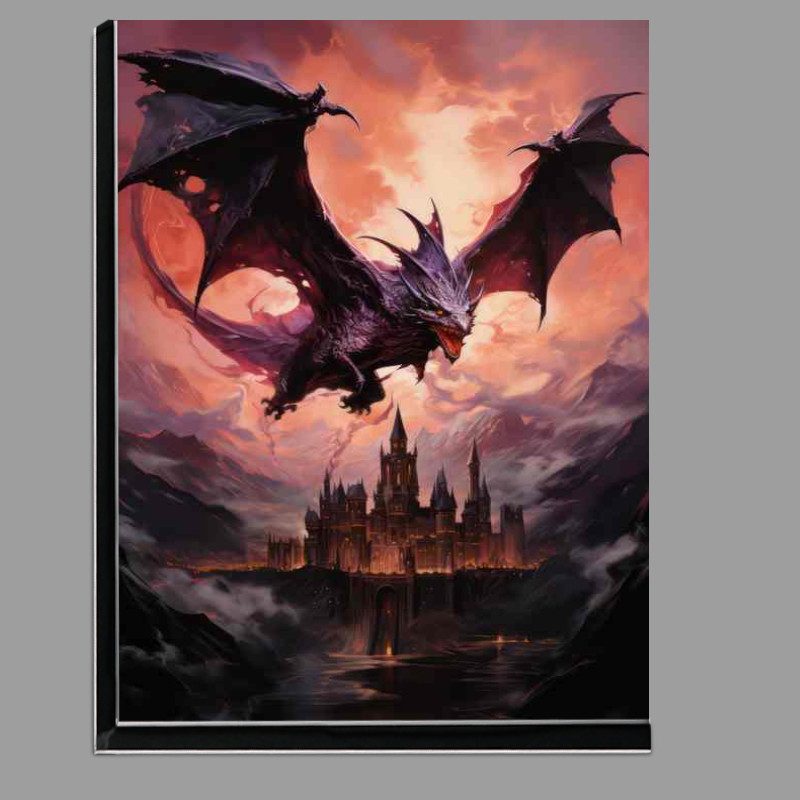 Buy Di-Bond : (Dragon flying over a castle with fire skies)