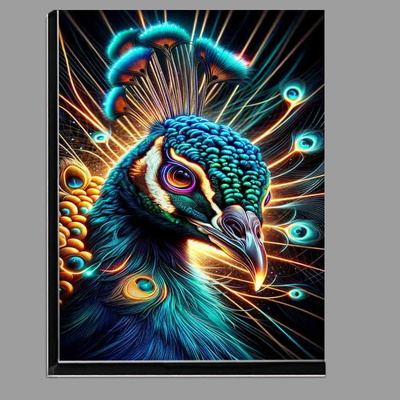Buy Di-Bond : (Peacocks head in neon digital art style)