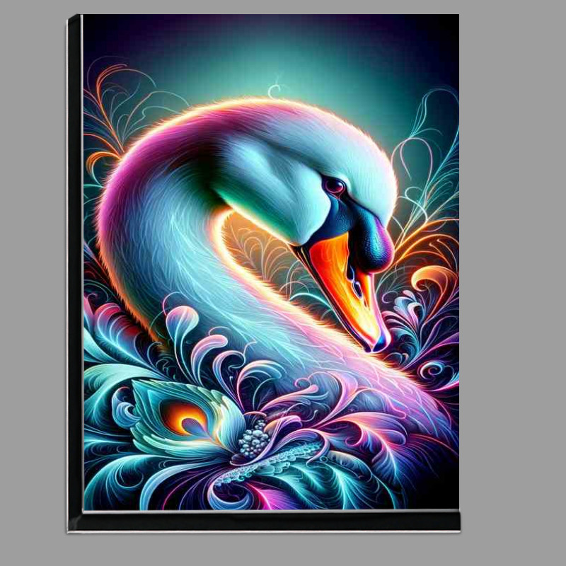 Buy Di-Bond : (Swans head in neon art embodying the elegance of the bird)