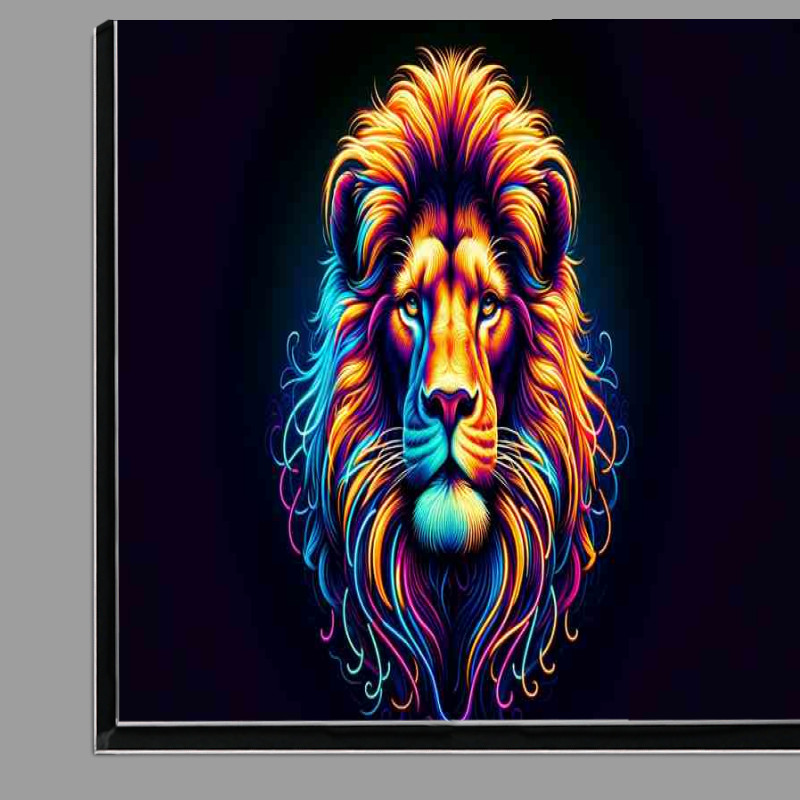 Buy Di-Bond : (A majestic lion in a neon art style featuring vibrant colors)