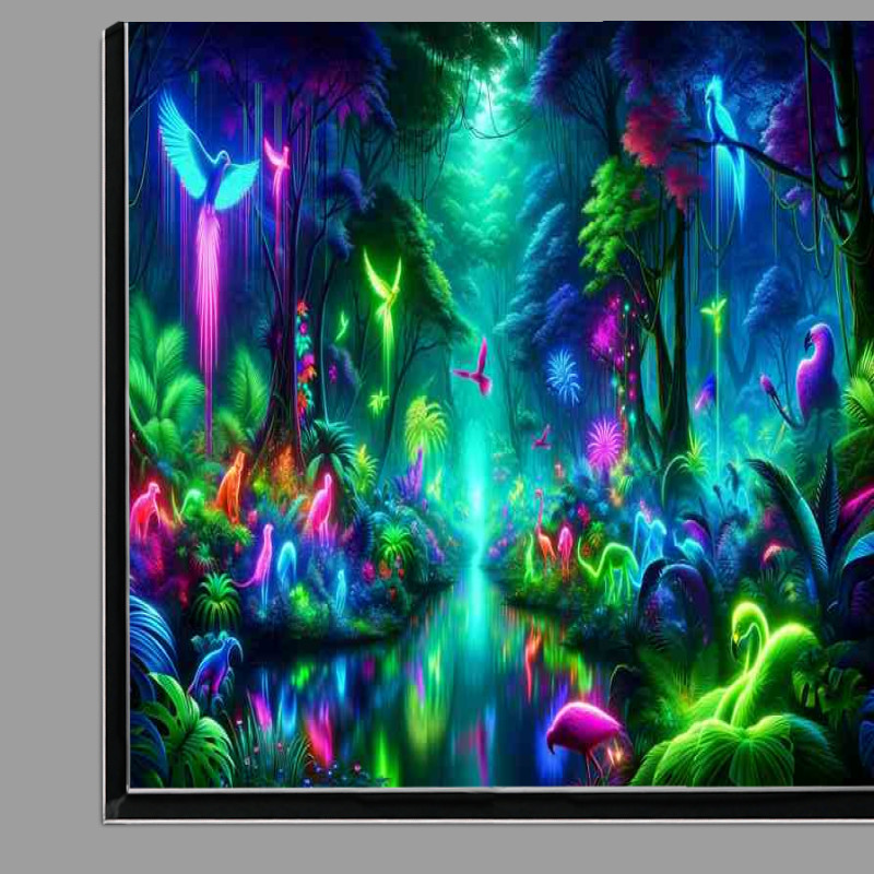 Buy Di-Bond : (A neon jungle with exotic glowing wildlife)