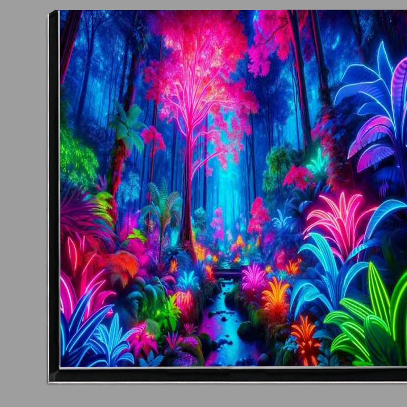 Buy Di-Bond : (A neon lit rainforest creating a surreal and vivid scene)