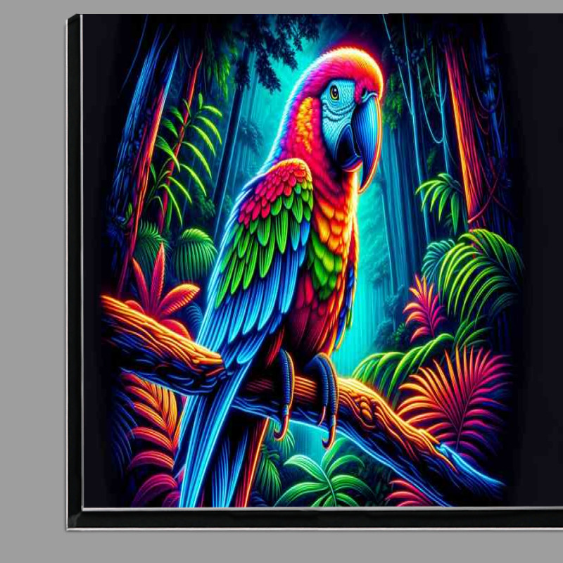 Buy Di-Bond : (A parrot perched on a branch rendered in a neon art style)
