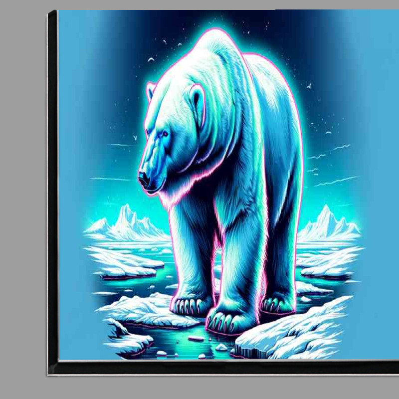 Buy Di-Bond : (A polar bear in a snowy landscape in a neon art style)