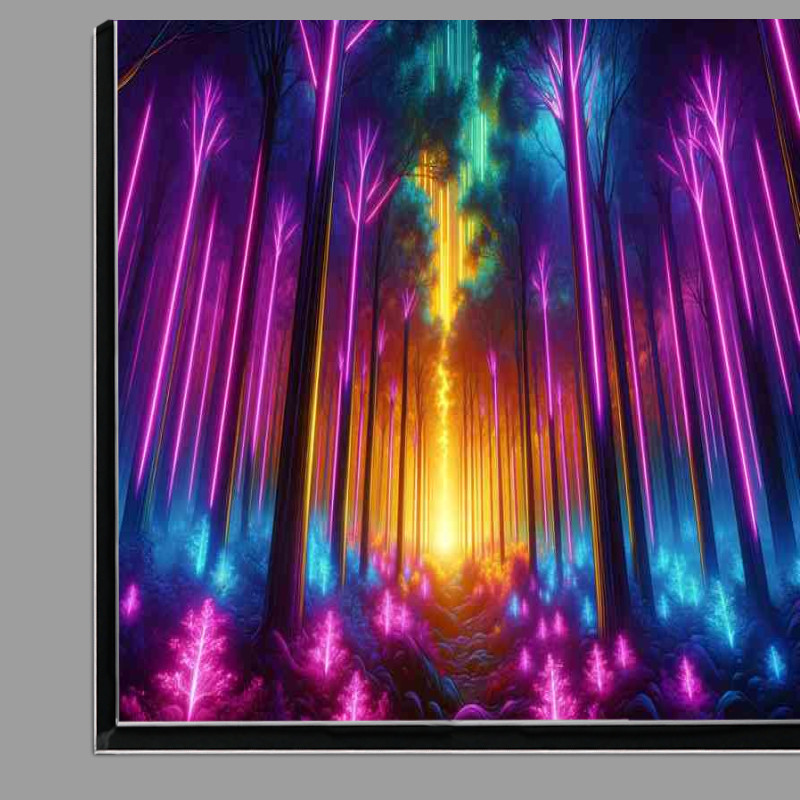 Buy Di-Bond : (Neon lit forest at twilight with trees glowing)