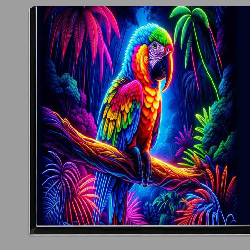 Buy Di-Bond : (Parrot perched on a branch rendered in a neon art style)