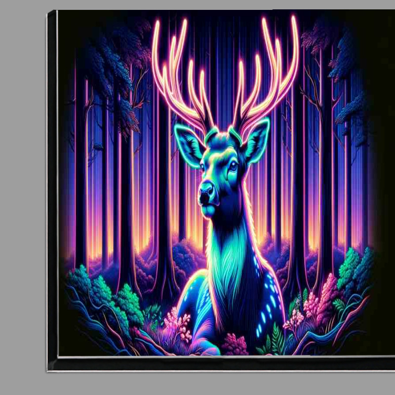 Buy Di-Bond : (Regal deer in a forest depicted in a neon art style)