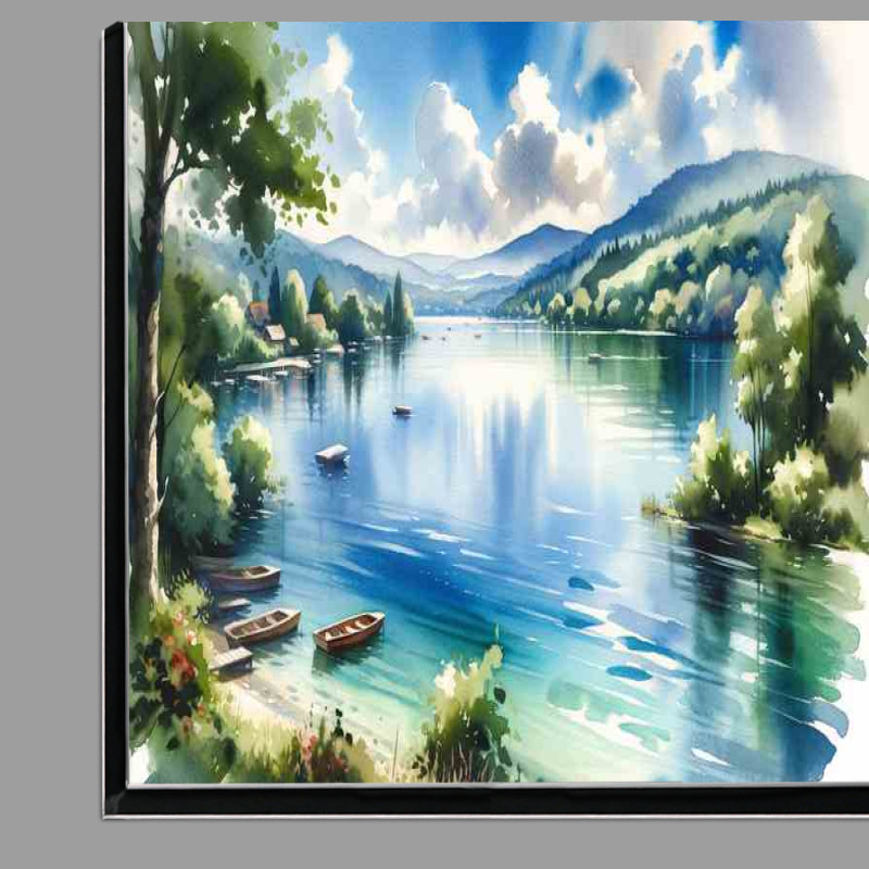 Buy Di-Bond : (Summer Serenity A Lake View in Watercolor Style)