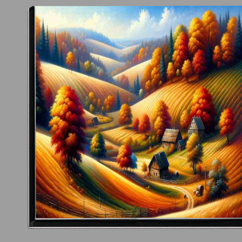 Buy Di-Bond : (Autumns Harmony A Rural Landscape in Oil Painting Style)