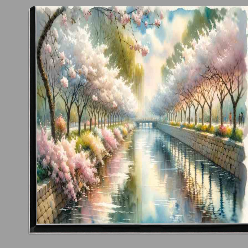 Buy Di-Bond : (Springs Delight A Riverside Blossom in Watercolor Style)