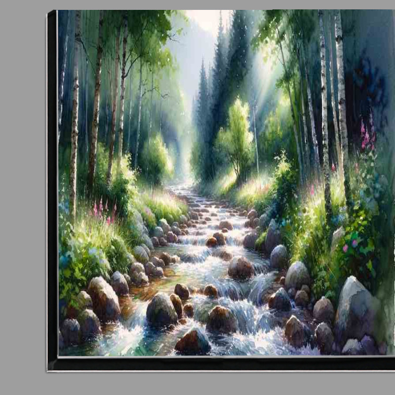 Buy Di-Bond : (Summers Peace A Mountain Stream in Watercolor Style)
