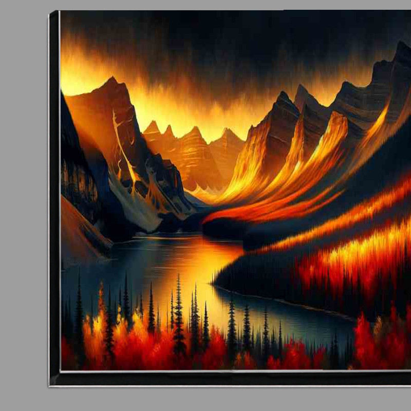 Buy Di-Bond : (A golden autumn sunset in the Canadian Rockies)