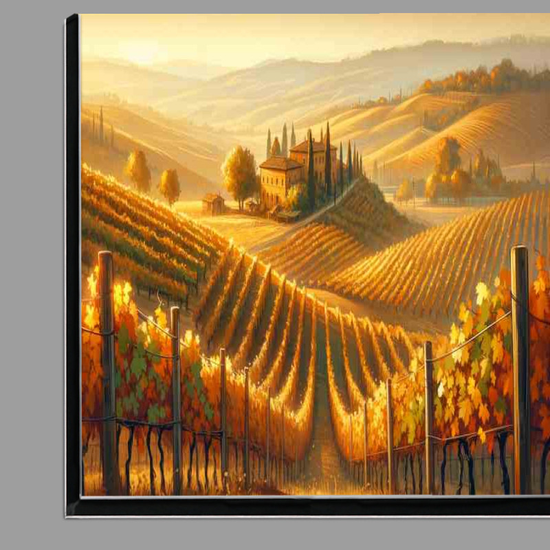 Buy Di-Bond : (Autumn evening in Tuscany Italy Rolling hills in vineyards)