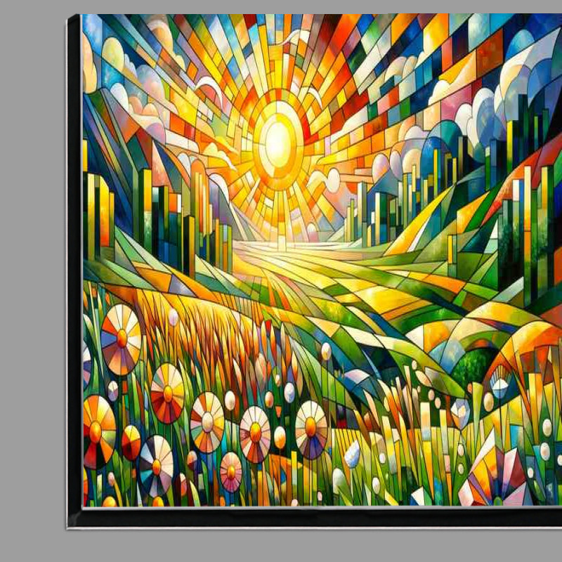 Buy Di-Bond : (Serenade of Spring A Meadow at Sunrise in Cubist Style)