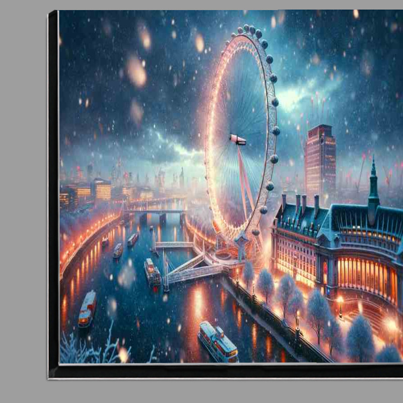 Buy Di-Bond : (Frosty Twilight Snowfall Over the London Eye)