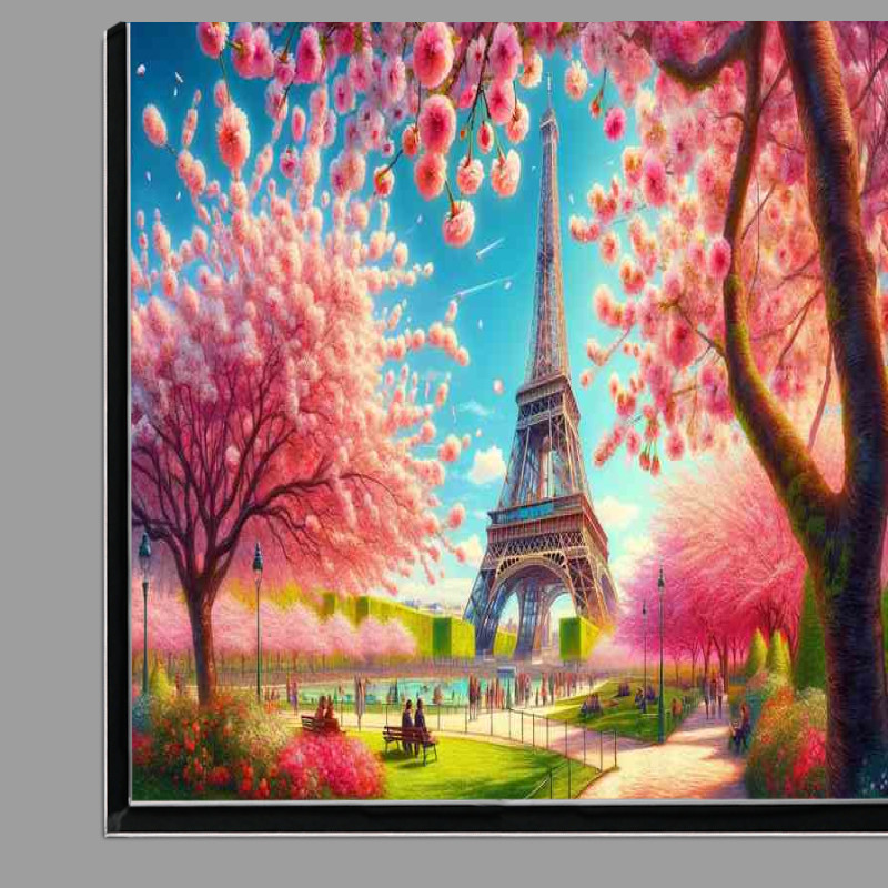 Buy Di-Bond : (Springs Dance Blooming Cherry Blossoms near Eiffel Tower)