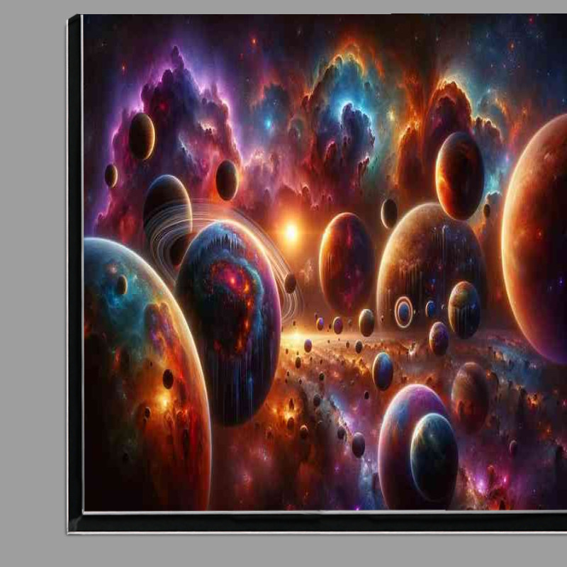 Buy Di-Bond : (A fantastical space scene includes an array of mixed planets)