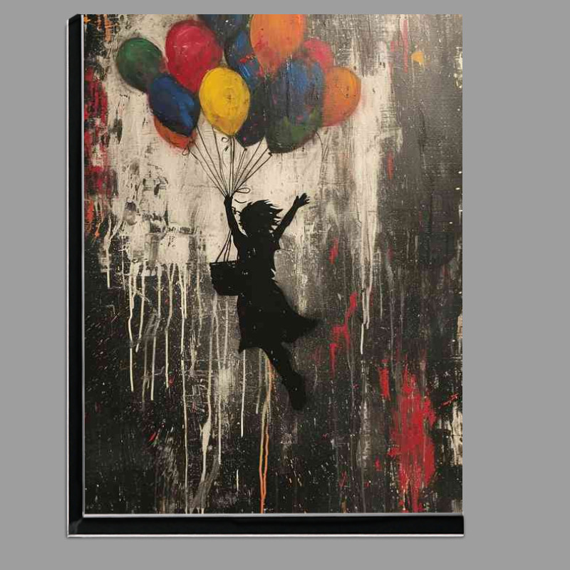 Buy Di-Bond : (Banksy style girl flying with coloured ballons)