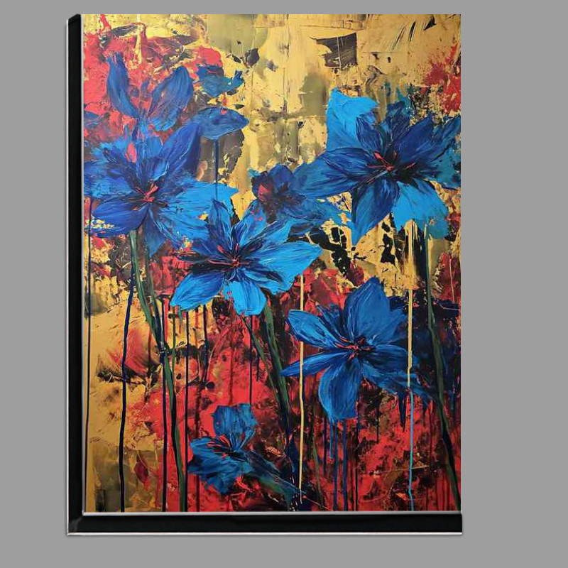 Buy Di-Bond : (Blue and red flowers in bloom art)